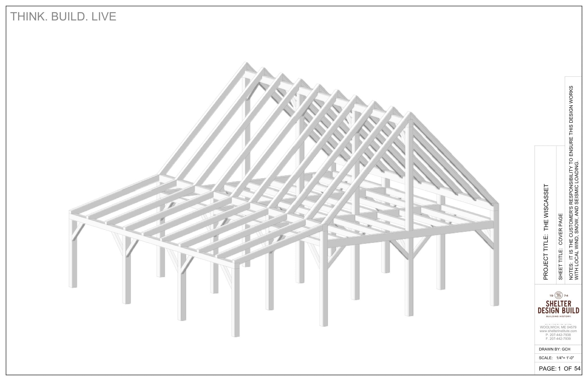 The Wiscasset 36x36: Timber Frame Plan & Cut Sheet Package Cut Sheets - Shelter Institute