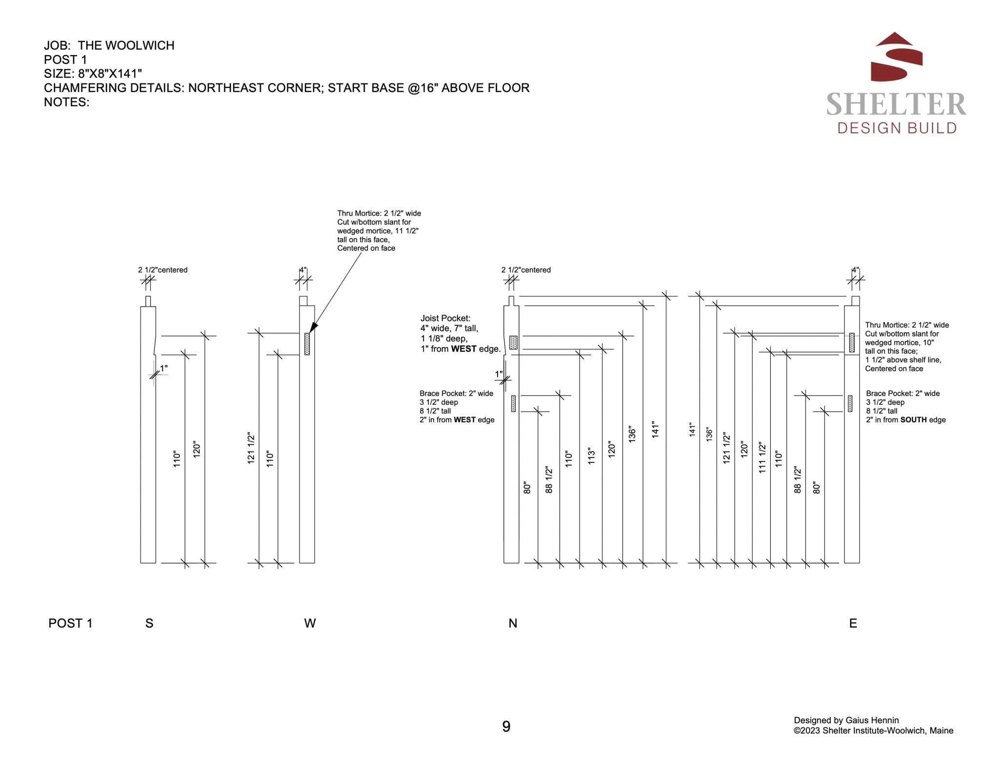 The Woolwich 24x24: Timber Frame Plan & Cut Sheet Package Cut Sheets - Shelter Institute