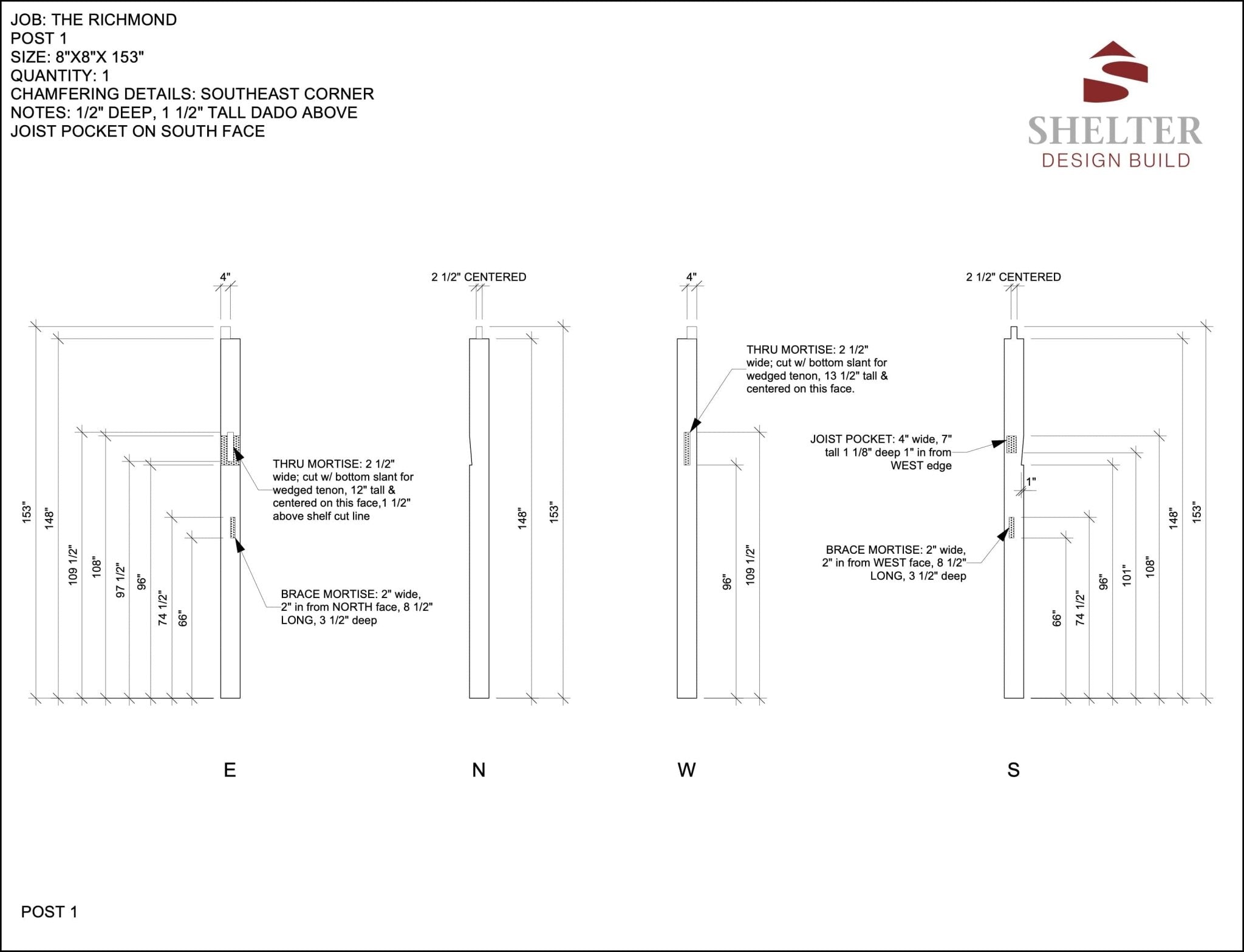 The Richmond 16x20: Timber Frame Plan & Cut Sheet Package - Shelter Institute