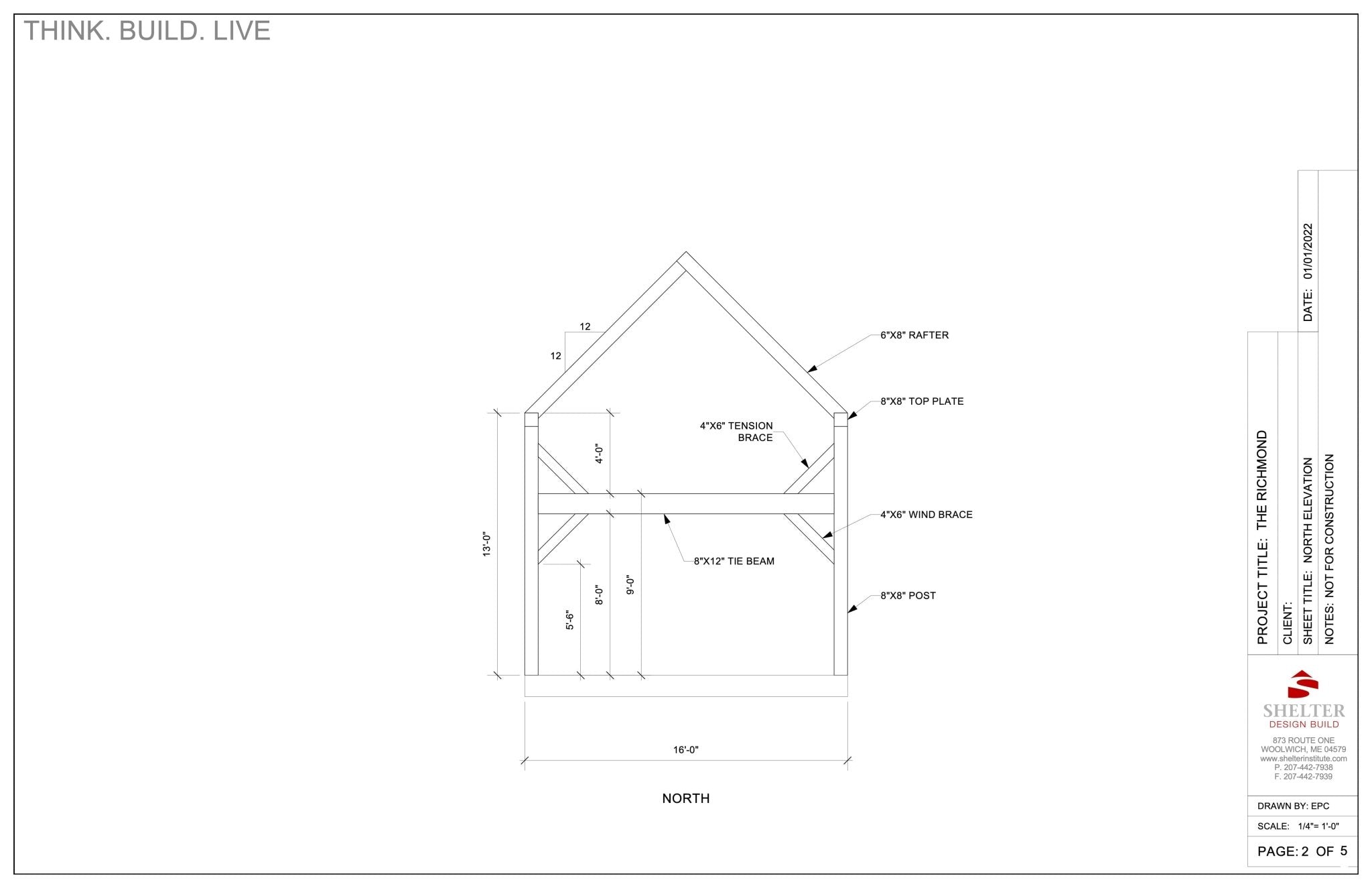 The Richmond 16x20: Timber Frame Plan & Cut Sheet Package - Shelter Institute