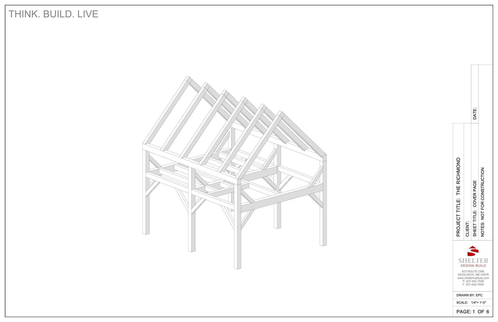 The Richmond 16x20: Timber Frame Plan & Cut Sheet Package - Shelter Institute
