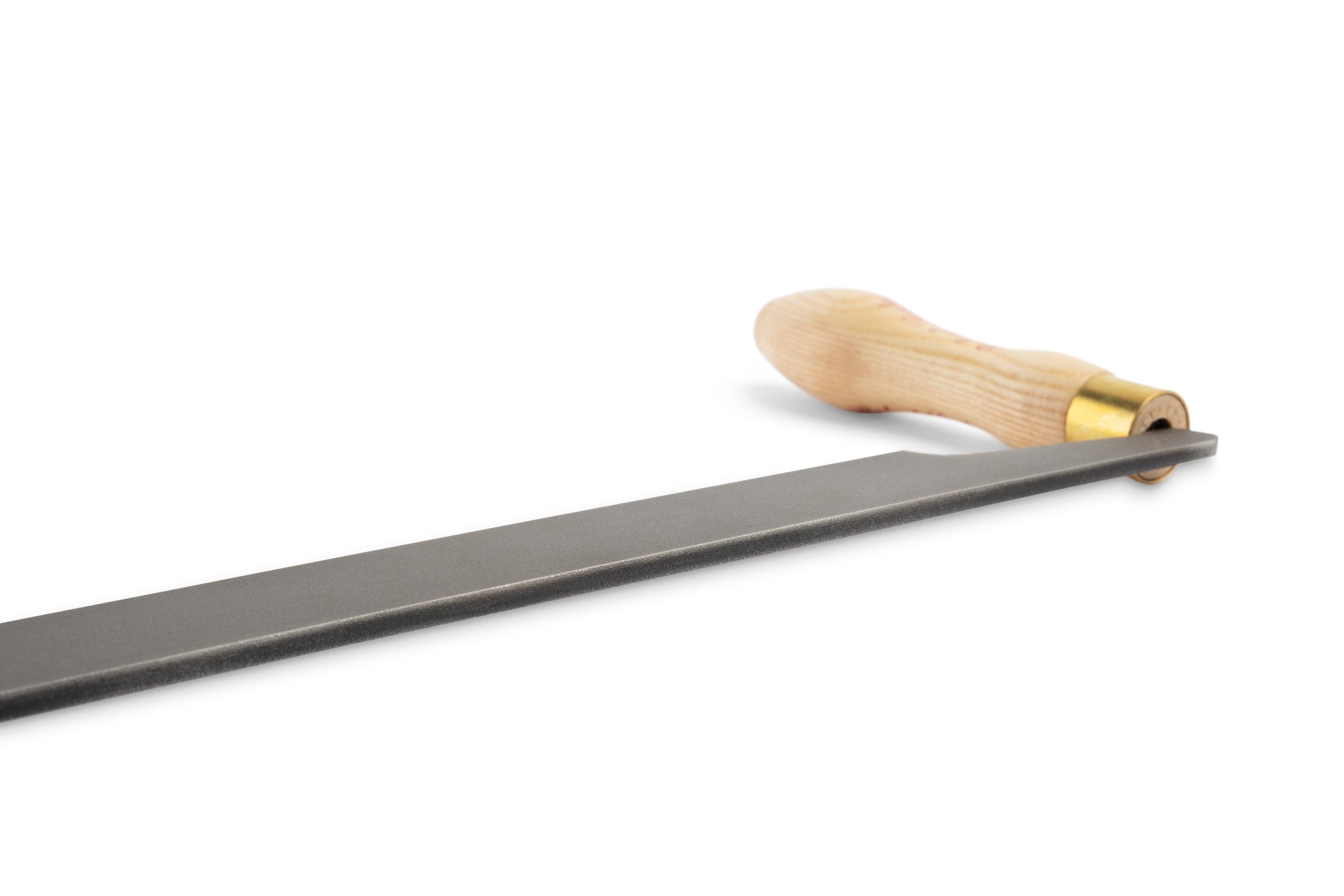 A Robert Sorby Drawknife from SOR, featuring a flat, rectangular metal blade and wooden handle, ideal for green woodworking and wood shaping projects, rests against a white background.