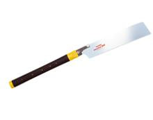 The Japan Pull 265R from TAJ is a Japanese pull-stroke saw with a long thin blade, dark wooden handle, and triple cutting-edge teeth for ultra-close flush-cuts.