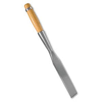 A superior example of traditional woodworking tools, the Barr Timber Framing Chisel by BAR features a wide blade, wooden handle, and metal shaft.