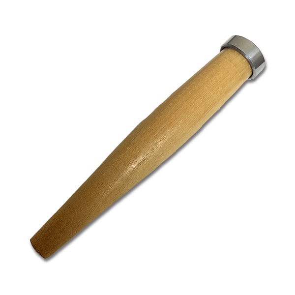 The Barr Timber Framing Chisel by BAR features a wooden tapered handle with a durable metal ferrule at one end, making it ideal for use with hand-forged chisels and other traditional woodworking tools.