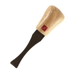 The FLE Flexcut #3 Palm Gouges features a wide metal blade and rounded wooden handle, displayed on a white background.