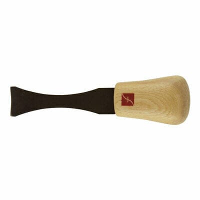 The Flexcut #3 Palm Gouges by FLE features a wide wooden handle and a short, curved metal blade, shown against a white background.