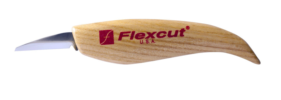 The FLE Detail Knife features an ergonomic handle and a short, sharp blade crafted from edge-holding steel. The wooden handle showcases the red FLE logo and lettering, ensuring both comfort and precision in your carving projects.