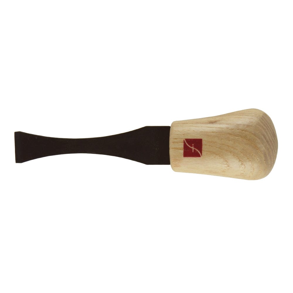 A wood-handled tool with a flat, dark metal blade, identified as the FLE Palm Gouge FR406 #1 x 5/8-in, on a plain white background.