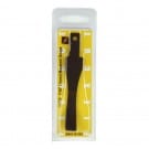 A packaged 7/16 IN (11 MM) Macaroni Gouge blade by FLE, ideal for precise carving, displayed vertically in a clear plastic case with a yellow and white background.
