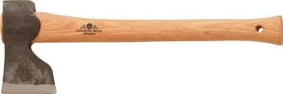 The GRF Gransfors Carpenters Axe 465, with a wooden handle and forged steel head, features a handy hole at the end of the handle, making it an essential woodworking tool.