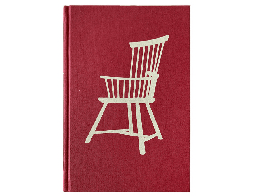 The Stick Chair Book" by LAP has a red cover showcasing a white silhouette of a wooden chair.