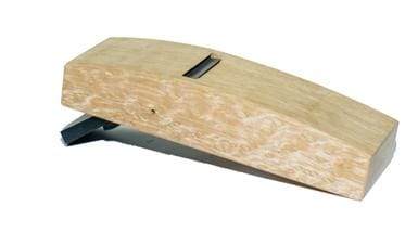 A rectangular wooden Compass Plane by MARU, crafted from Japanese White Oak, featuring a hand-forged lamination metal lever at the bottom.