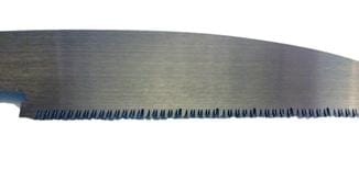 Close-up view of a MARU Rip/Cross/Dovetail Saw blade, showcasing its precision on a white background.