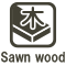 A stylized tree and wooden planks icon, labeled "Sawn wood," is ideal for woodworking enthusiasts exploring hardwood precision. Try the MARU Z-Saw Hardwood Dozuki 240 for the finest cuts akin to traditional Japanese saw mastery.