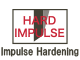 A red-text "HARD IMPULSE" and black-text "Impulse Hardening" logo features a vertical shape, reflecting the precision cutting of the MARU Z-Saw Hardwood Dozuki 240 for hardwood applications.