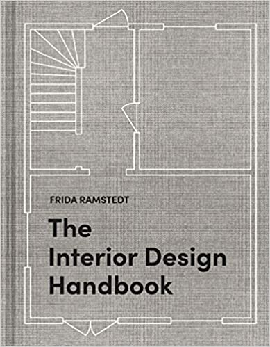 Cover of "The Interior Design Handbook" from Penguin Random House, featuring a minimal floor plan illustration on a textured gray background—a fantastic guide to mastering interior design and home styling.