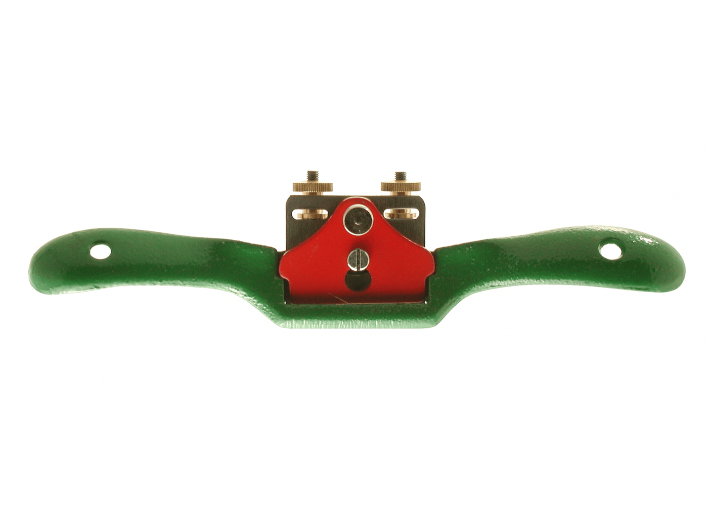 The ROB Kunz Spokeshave with Adjustable Blade features green handles and a red adjustable blade holder, ideal for shaping and smoothing wood.