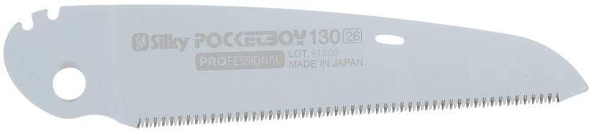 A BBT Pocket Boy 170 folding saw replacement blade, with fine teeth and an attachment hole. Made in Japan, it offers a comfortable grip and secure locking mechanism for dependable use.
