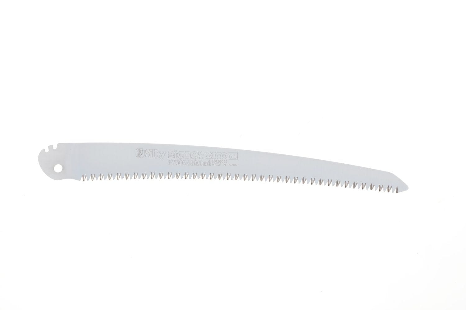 A silver, curved replacement blade for the SHT Silky Big Boy Saw, featuring fine sharp teeth, an attachment hole, and the SHT brand engraved on its surface. The blade is shown isolated on a white background.