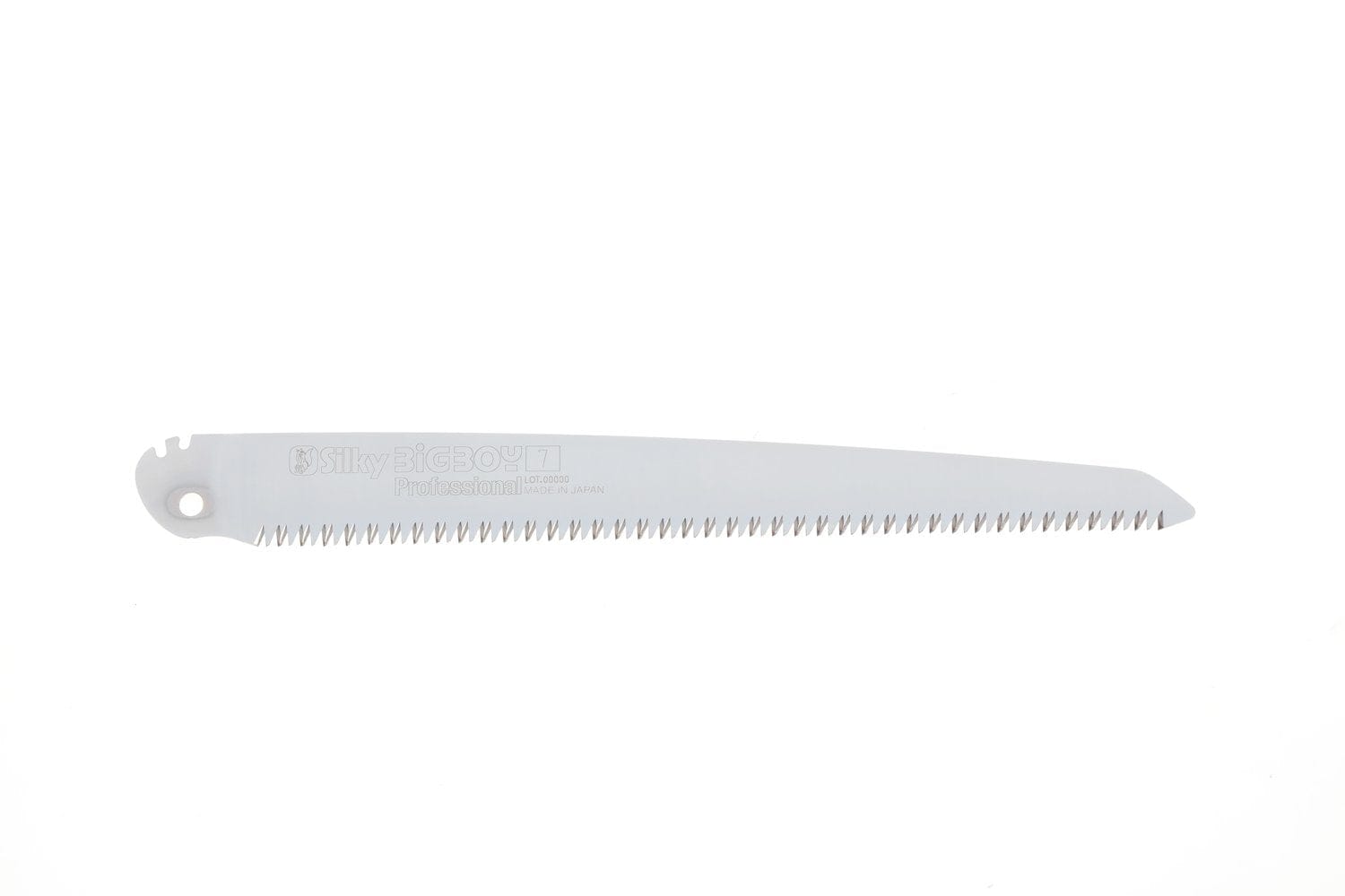 The SHT Silky Big Boy Saw replacement blade is a silver, straight blade with sharp teeth and an attachment hole, designed for large pruning saws. Shown on a white background.