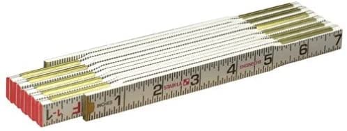 The ENGINEERS FOLDING RULER STABILA by STB is a beech wood folding ruler with several hinged segments that extends to 6 feet, featuring markings in both inches and centimeters.