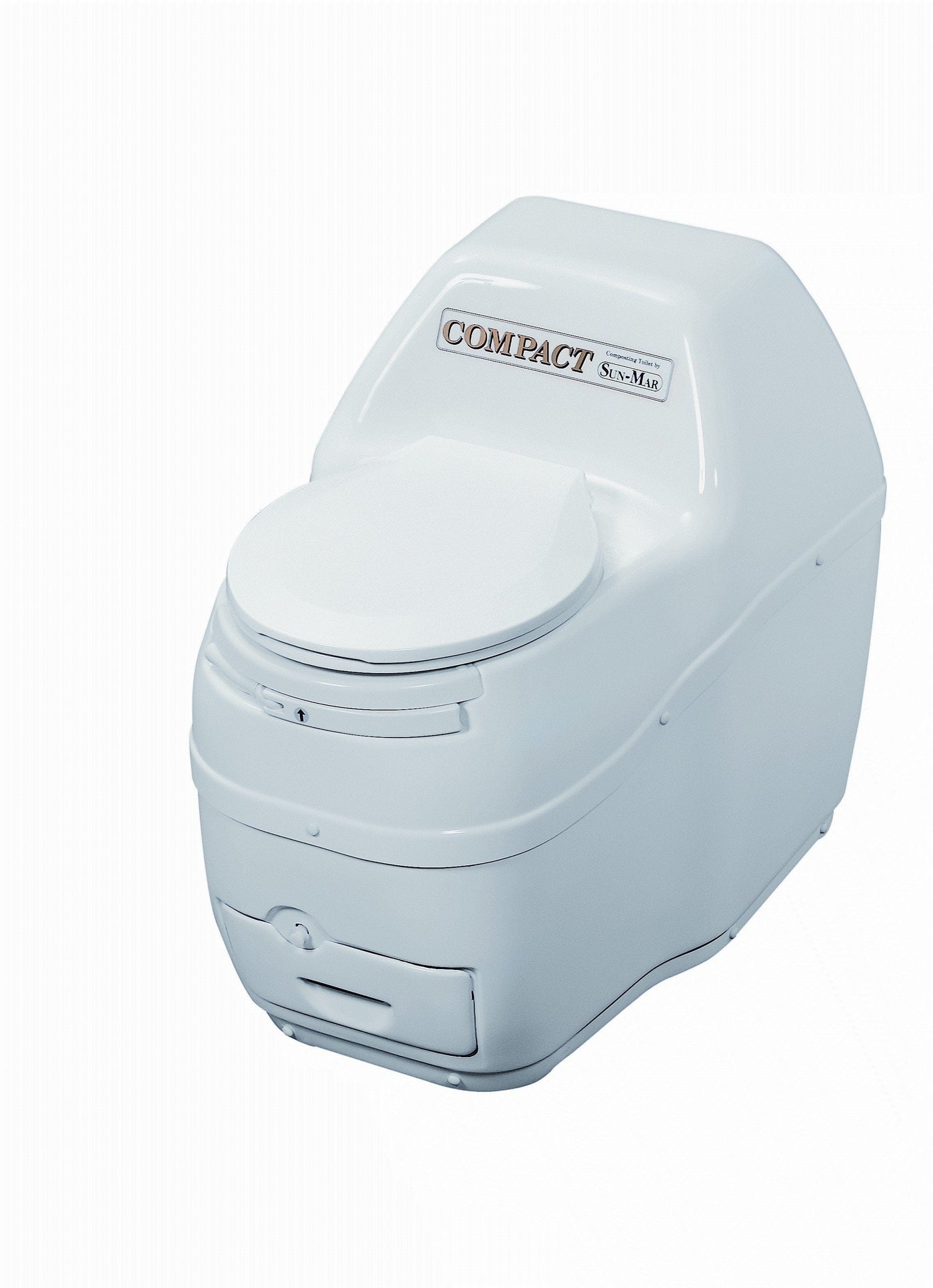 The SUN Sunmar Compact Composting Toilet is designed for light residential use, featuring a convenient round lid on top for easy maintenance.