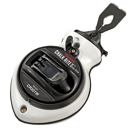 The Tajima Chalk-Rite Gear Drive II from TAJ features a premium white and black body, equipped with the advanced Gear Drive II system and a built-in handle for effortless winding.