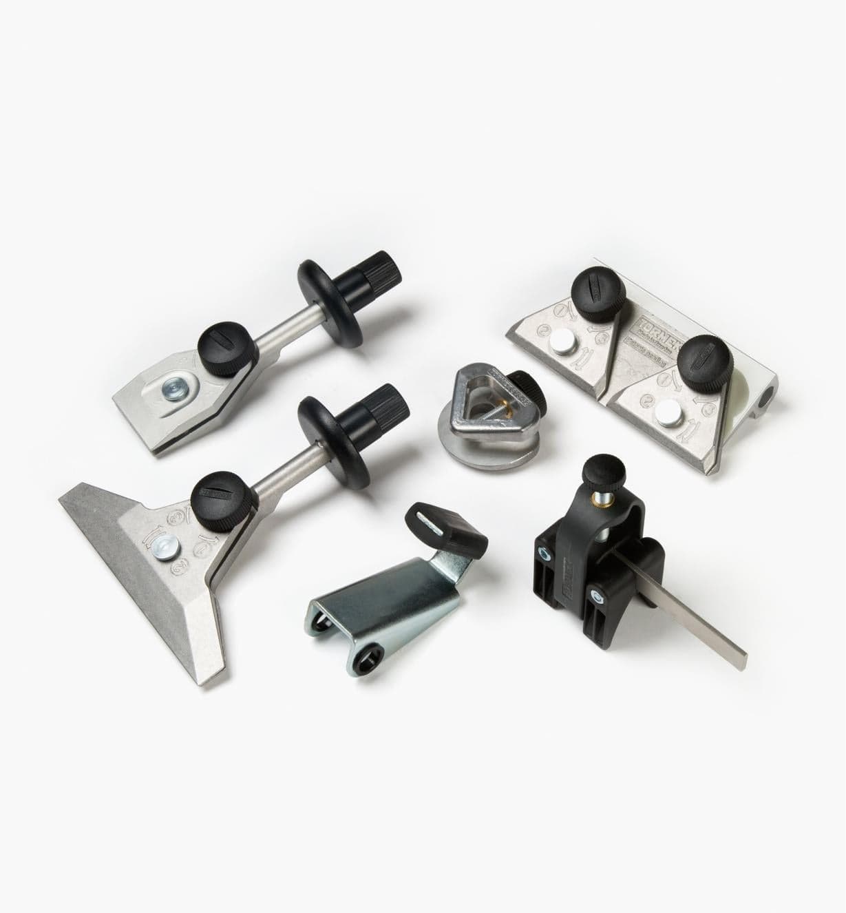 The TOR Tormek Hand Tool Kit includes six metal and plastic hand tools with sharpening guides, ideal for any sharpening solution, displayed on a white background.