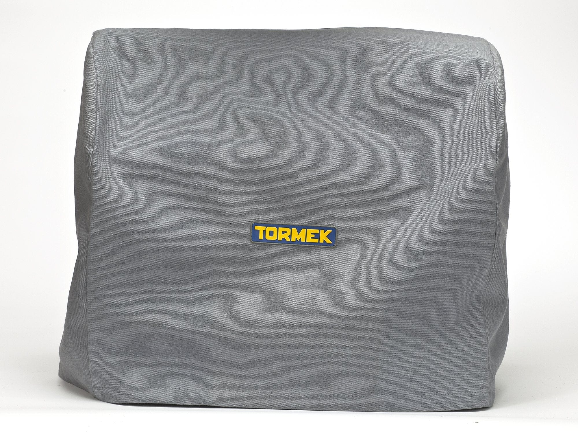 The TOR Tormek Machine Cover is made from breathable gray cotton with a yellow and blue logo in the center, providing excellent protection.