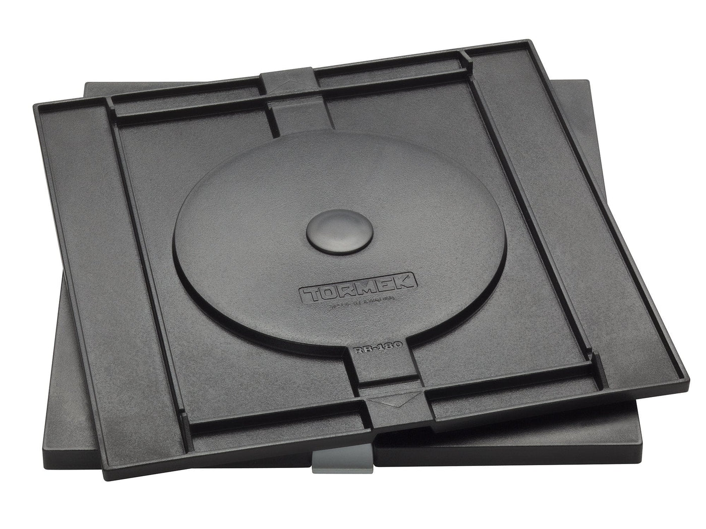 The TOR Tormek Rotating Base features a circular center and a square base in black, making it an ideal accessory for honing your skills or sharpening needs.