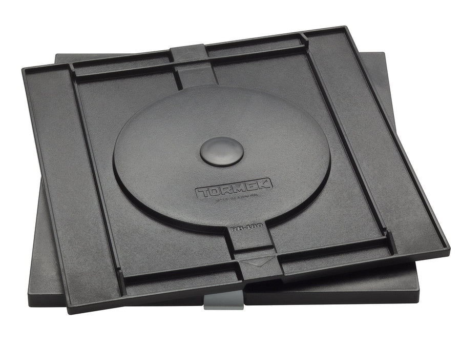 The TOR Tormek Rotating Base features a circular center and a square base in black, making it an ideal accessory for honing your skills or sharpening needs.