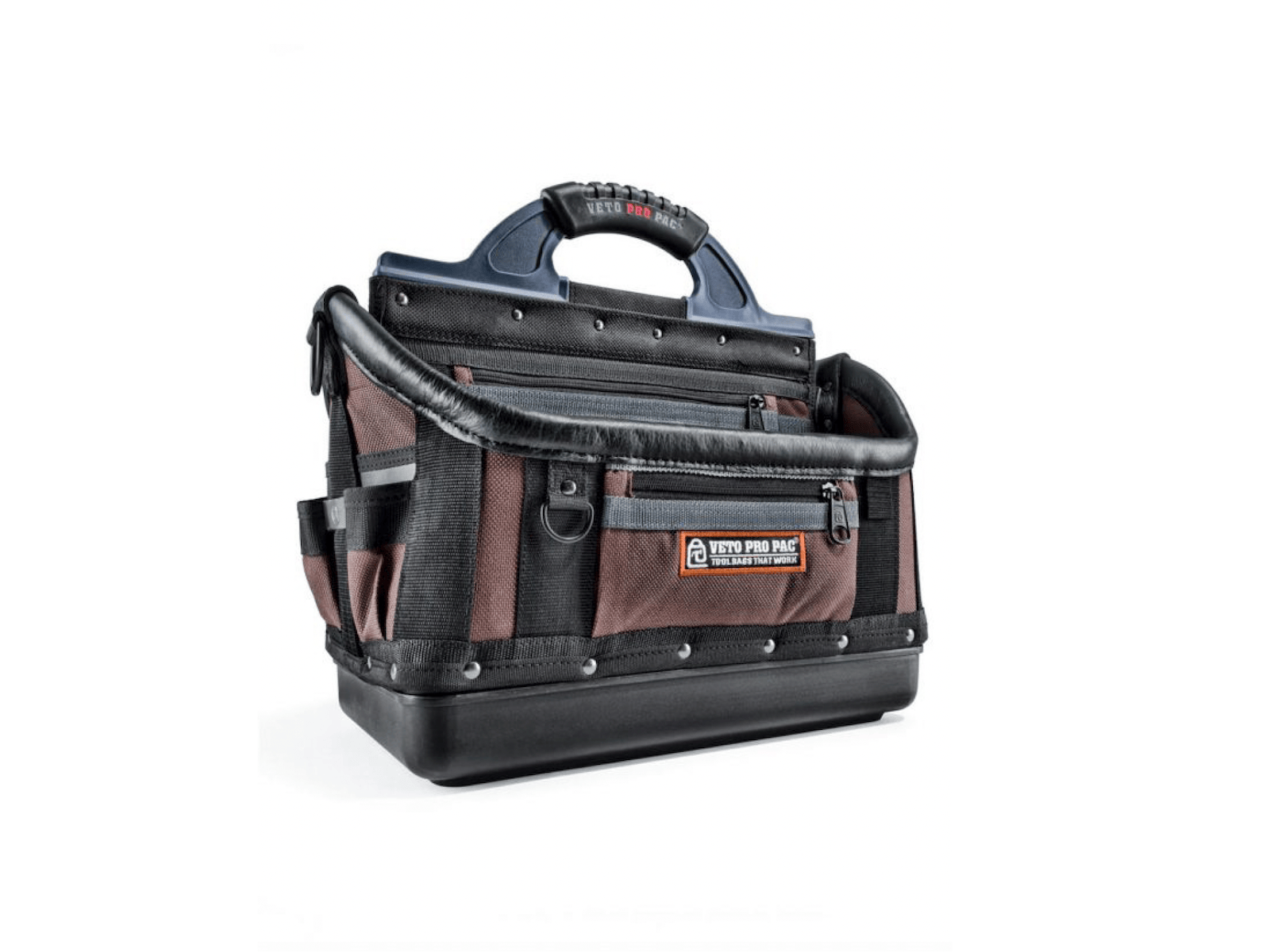 The VET Veto Pro Pac OT-XL is a rugged brown and black tool bag with a sturdy handle and multiple pockets for efficient tool storage.