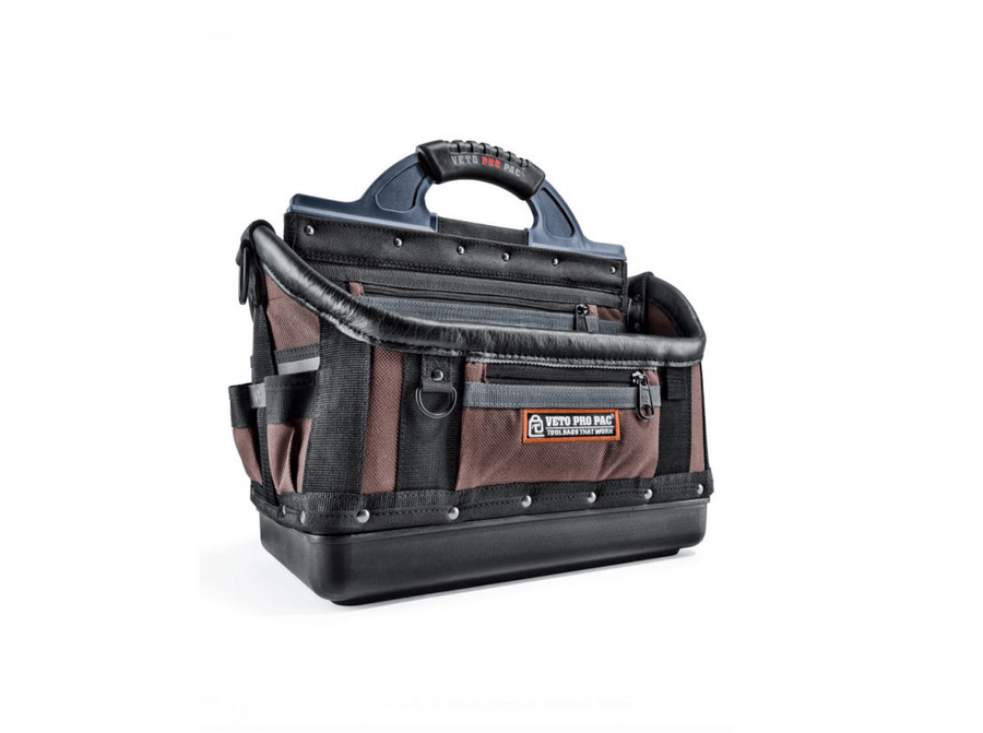 The VET Veto Pro Pac OT-XL is a rugged brown and black tool bag with a sturdy handle and multiple pockets for efficient tool storage.